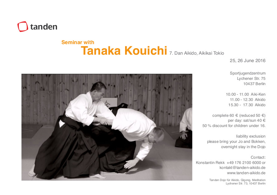Tanaka Aikido Seminar Berlin Flyer English 