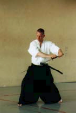 Iaido Chiburi mit Stefan Stenudd, Berlin Tanden Dojo Lehrgang, 2000. Foto: Frank Weingärtner.