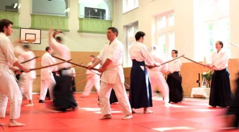 Schwert Training Chudan Kamae beim Seminar April 2015