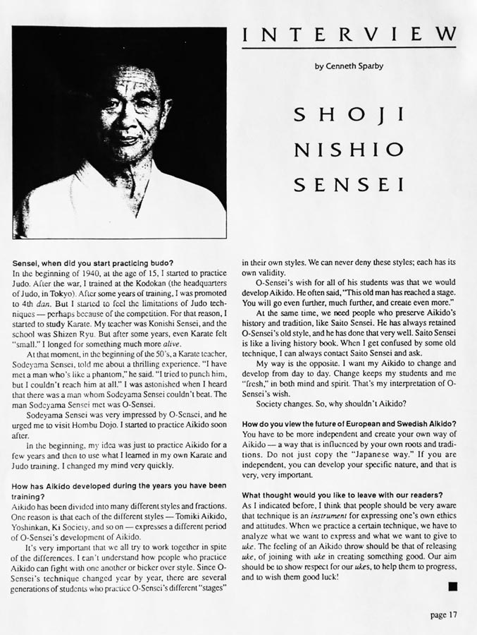 Nishio Aikido Meister Interview auf englisch