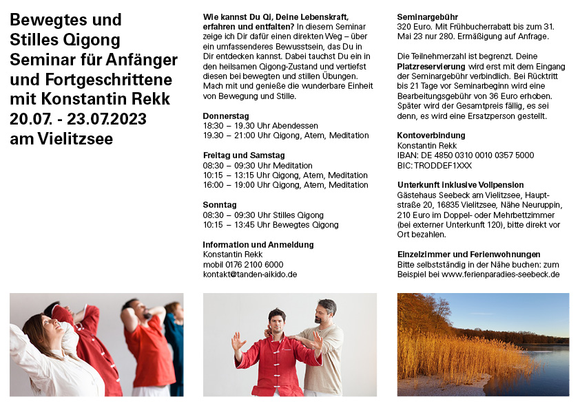 Qigong, Meditation und Atem Seminar am Vielitzsee bei Berlin, Sommer 2023