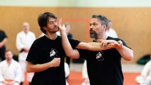 Kyusho Dimmak Atemi gegen Nervendruckpunkt Dünndarm 18 am Kopf