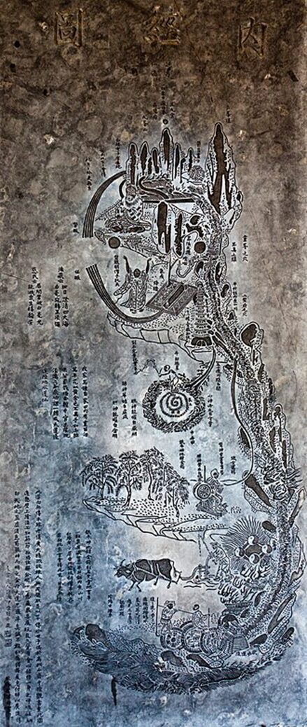 Die „Karte der Inneren Landschaft“ aus dem Daoismus beschreibt künstlerisch die energetischen und inneren alchemistischen Prozesse im menschlichen Körper.