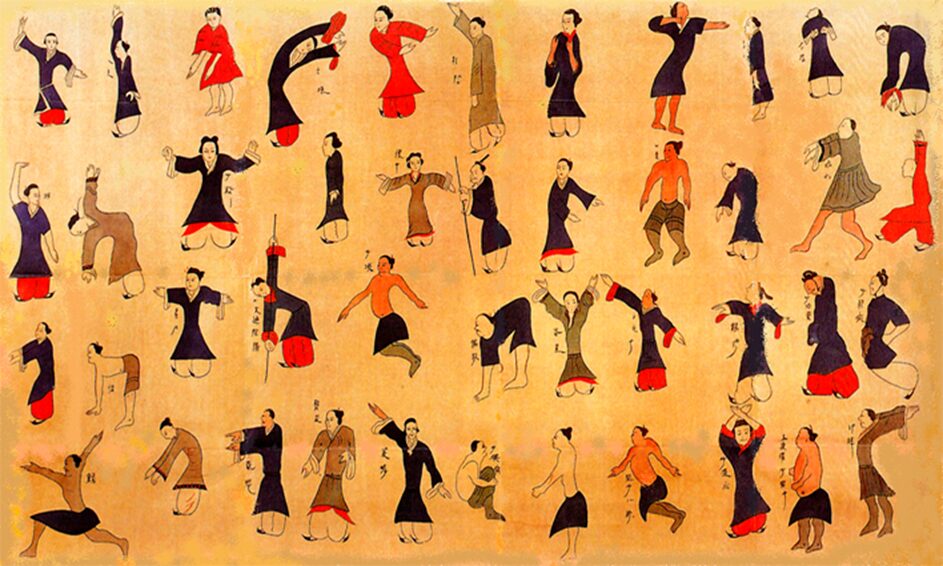 Reproduktion der originalen Seidentücher von Mawangdui mit unterschiedlichen Qigong-Übungen.